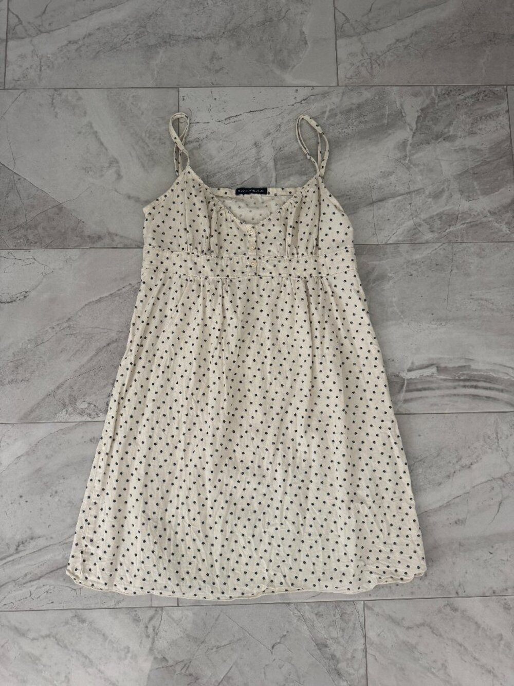 Brandy Melville Cream Floral Floral Print Button Front Mini Dress